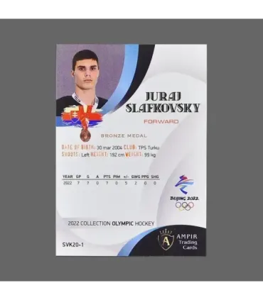 2022 AMPIR Olympic Games Hockey #SVK20-1 Juraj Slafkovsky (TPS Turku)  | AMPIR Trading Cards