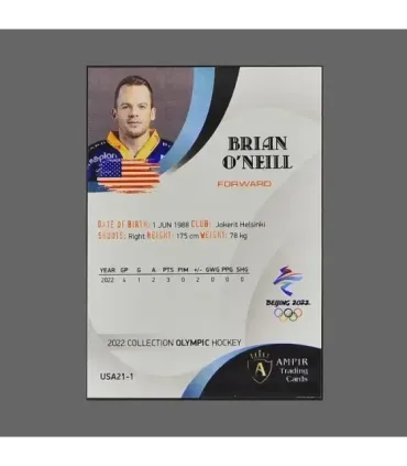 2022 AMPIR Olympic Games Hockey #USA21-1 Brian O’Neill (EV Zug)  | AMPIR Trading Cards