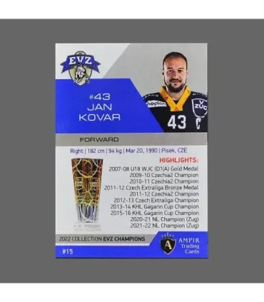 2022 AMPIR EVZ Champions #15 Jan Kovar   | AMPIR Trading Cards
