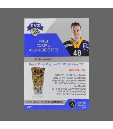 2022 AMPIR EVZ Champions #17 Carl Klingberg   | AMPIR Trading Cards