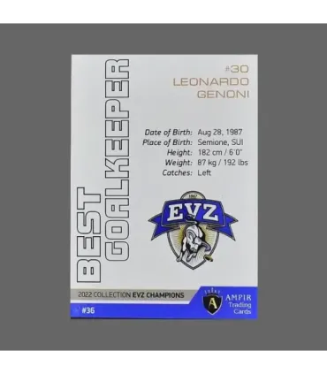 2022 AMPIR EVZ Champions #36 Leonardo Genoni  GK (Best Goalkeeper) | AMPIR Trading Cards