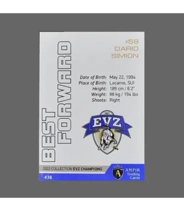 2022 AMPIR EVZ Champions #38 Dario Simion  (Best Forward) | AMPIR Trading Cards