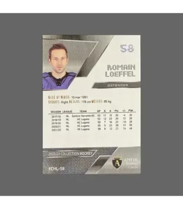 2022/23 AMPIR Hockey #CHL-58 Romain Loeffel (HC Lugano)  | AMPIR Trading Cards
