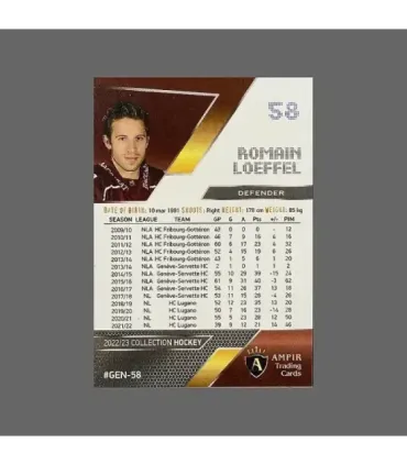 2022/23 AMPIR Hockey #GEN-58 Romain Loeffel  (Geneve-Servette)  | AMPIR Trading Cards