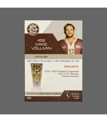 2023 AMPIR Geneve-Servette Champions #05 Mike Völlmin    | AMPIR Trading Cards