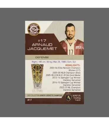 2023 AMPIR Geneve-Servette Champions #17 Arnaud Jacquemet   | AMPIR Trading Cards