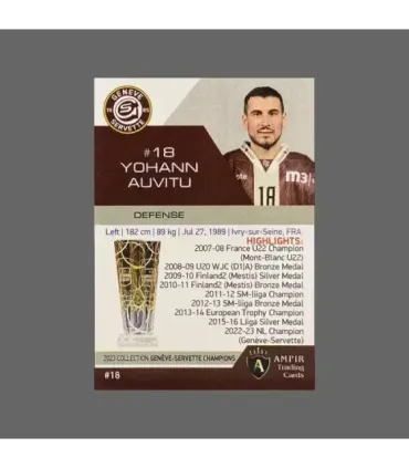 2023 AMPIR Geneve-Servette Champions #18 Yohann Auvitu   | AMPIR Trading Cards