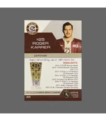 2023 AMPIR Geneve-Servette Champions #25 Roger Karrer   | AMPIR Trading Cards