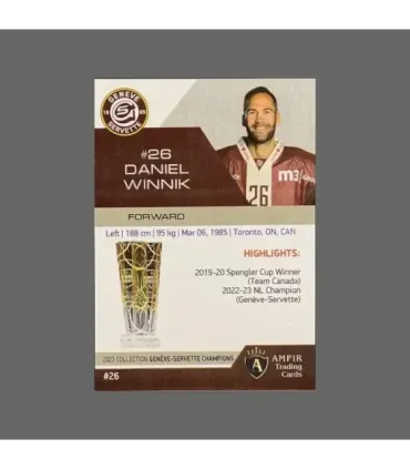 2023 AMPIR Geneve-Servette Champions #26 Daniel Winnik   | AMPIR Trading Cards