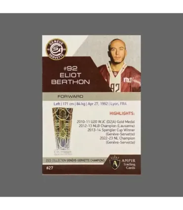 2023 AMPIR Geneve-Servette Champions #27 Eliot Berthon   | AMPIR Trading Cards