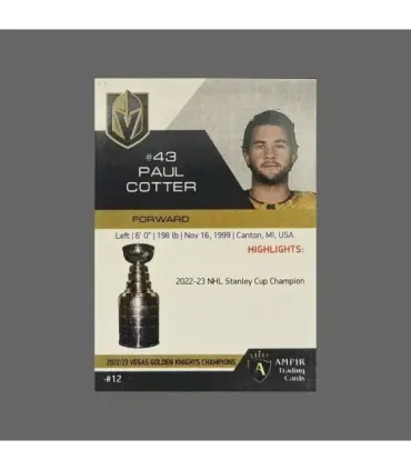 2023 Vegas Golden Knights Champions #VEG12 Paul Cotter   | AMPIR Trading Cards