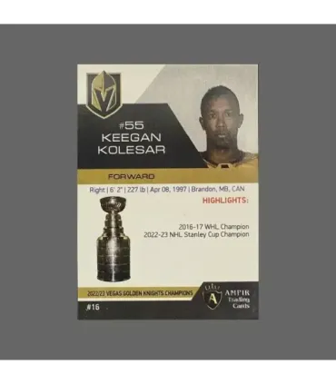 2023 Vegas Golden Knights Champions #VEG16 Keegan Kolesar   | AMPIR Trading Cards