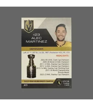 2023 Vegas Golden Knights Champions #VEG23 Alec Martinez   | AMPIR Trading Cards