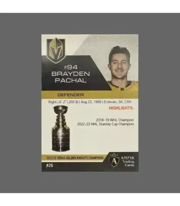 2023 Vegas Golden Knights Champions #VEG26 Brayden Pachal   | AMPIR Trading Cards