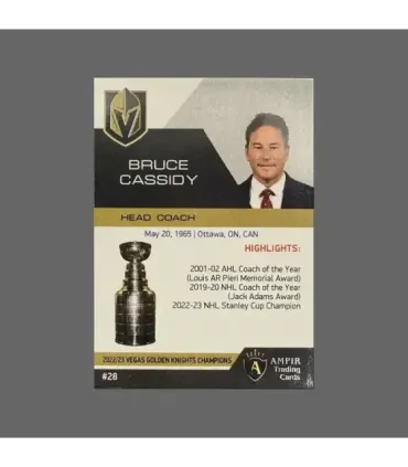 2023 Vegas Golden Knights Champions #VEG28 Bruce Cassidy   | AMPIR Trading Cards
