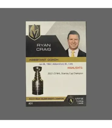 2023 Vegas Golden Knights Champions #VEG31 Ryan Craig   | AMPIR Trading Cards