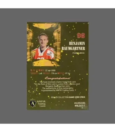 2024/25 AMPIR Game Used Stick #NLS42-1 Benjamin Baumgartner (SC Bern)  | AMPIR Trading Cards