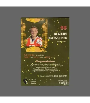2024/25 AMPIR Game Used Stick #NLS42-2 Benjamin Baumgartner (SC Bern)  | AMPIR Trading Cards
