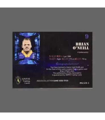 2023/24 AMPIR Game Used Stick #NLS28-3 Brian O’Neill (EV Zug) 1 of 1 | AMPIR Trading Cards