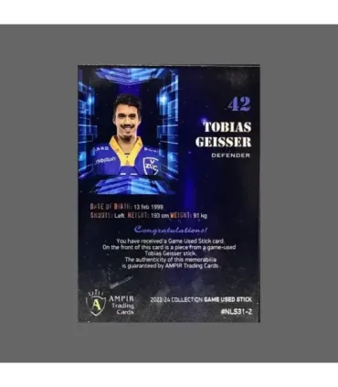 2023/24 AMPIR Game Used Stick #NLS31-2 Tobias Geisser (EV Zug)  | AMPIR Trading Cards
