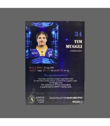 2023/24 AMPIR Game Used Stick #NLS34-2 Tim Muggli (EV Zug)  | AMPIR Trading Cards