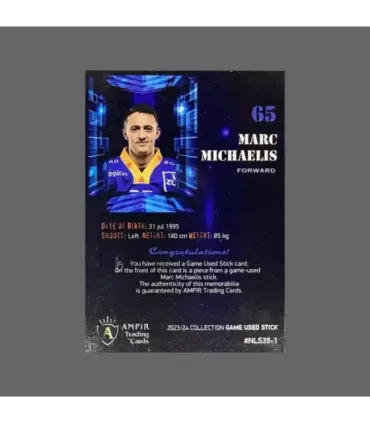2023/24 AMPIR Game Used Stick #NLS35-1 Marc Michaelis (EV Zug)  | AMPIR Trading Cards