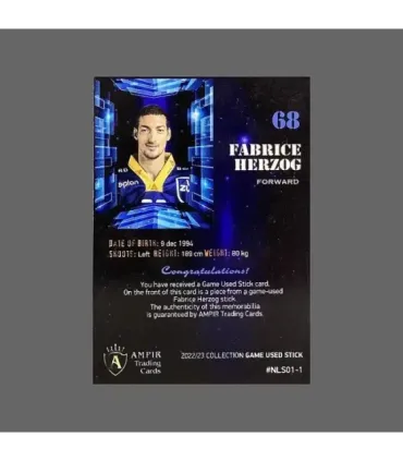 2022/23 AMPIR Game Used Stick #NLS01-1 Fabrice Herzog (EV Zug)  | AMPIR Trading Cards