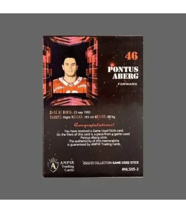 2022/23 AMPIR Game Used Stick #NLS05-2 Pontus Aberg (SCRJ Lakers)  | AMPIR Trading Cards