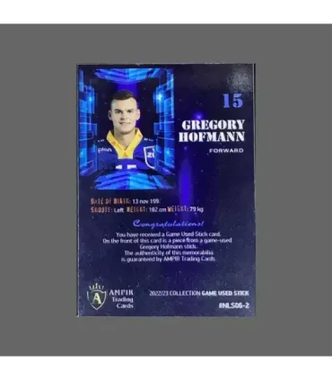 2022/23 AMPIR Game Used Stick #NLS06-2 Gregory Hofmann (EV Zug)  | AMPIR Trading Cards