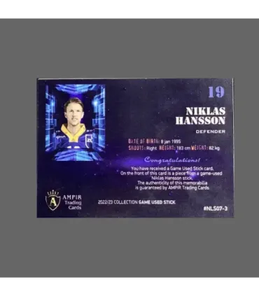 2022/23 AMPIR Game Used Stick #NLS07-3 Niklas Hansson (EV Zug) 1 of 1 | AMPIR Trading Cards