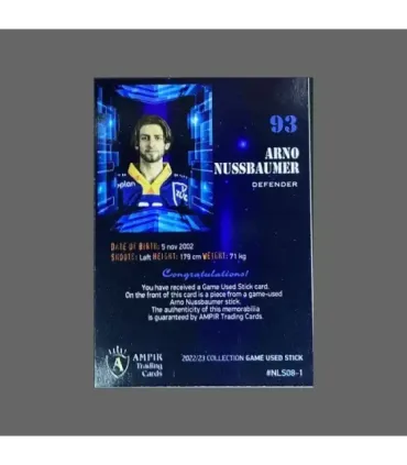 2022/23 AMPIR Game Used Stick #NLS08-1 Arno Nussbaumer (EV Zug)  | AMPIR Trading Cards