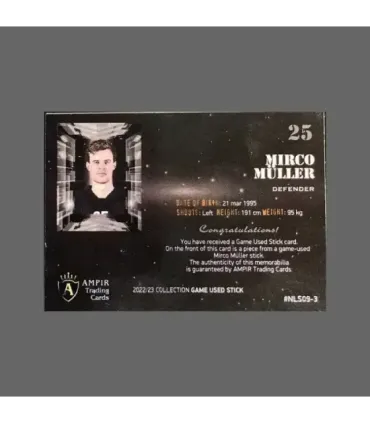 2022/23 AMPIR Game Used Stick #NLS09-3 Mirco Müller (HC Lugano) 1 of 1 | AMPIR Trading Cards