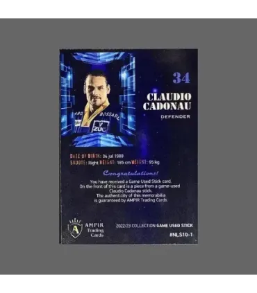2022/23 AMPIR Game Used Stick #NLS10-1 Claudio Cadonau  (EV Zug)  | AMPIR Trading Cards