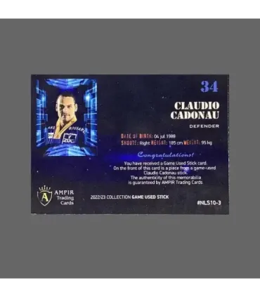 2022/23 AMPIR Game Used Stick #NLS10-3 Claudio Cadonau  (EV Zug) 1 of 1 | AMPIR Trading Cards