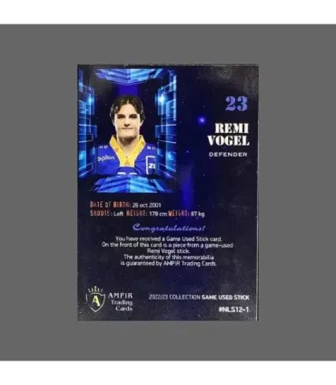 2022/23 AMPIR Game Used Stick #NLS12-1 Remi Vogel (EV Zug)  | AMPIR Trading Cards