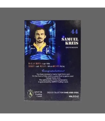 2022/23 AMPIR Game Used Stick #NLS13-2 Samuel Kreis (EV Zug)  | AMPIR Trading Cards