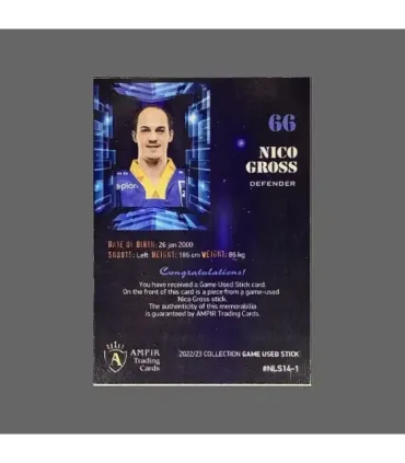 2022/23 AMPIR Game Used Stick #NLS14-1 Nico Gross (EV Zug)  | AMPIR Trading Cards