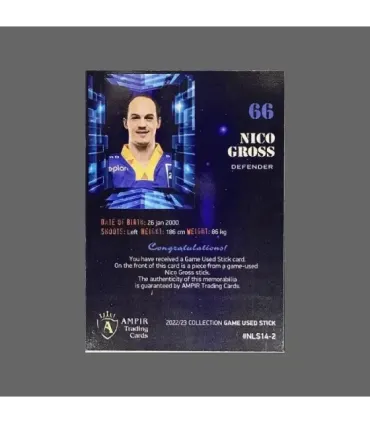 2022/23 AMPIR Game Used Stick #NLS14-2 Nico Gross (EV Zug)  | AMPIR Trading Cards