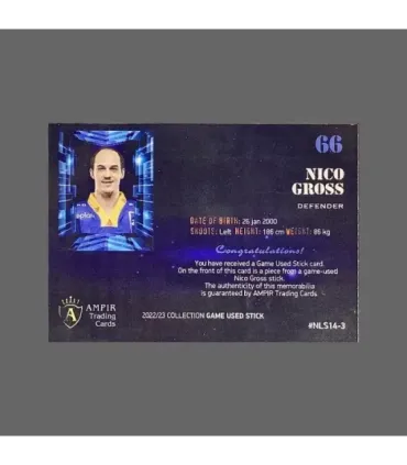 2022/23 AMPIR Game Used Stick #NLS14-3 Nico Gross (EV Zug) 1 of 1 | AMPIR Trading Cards