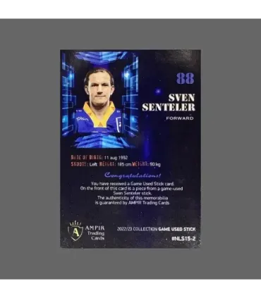 2022/23 AMPIR Game Used Stick #NLS15-2 Sven Senteler (EV Zug)  | AMPIR Trading Cards