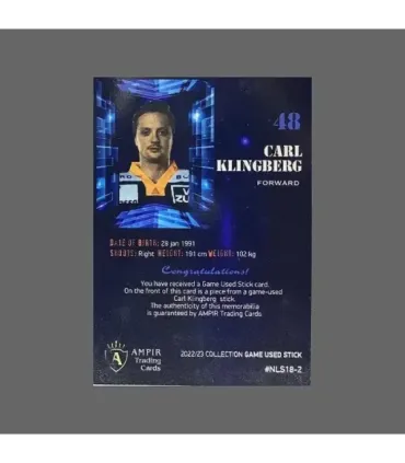 2022/23 AMPIR Game Used Stick #NLS18-2 Carl Klingberg (EV Zug)  | AMPIR Trading Cards