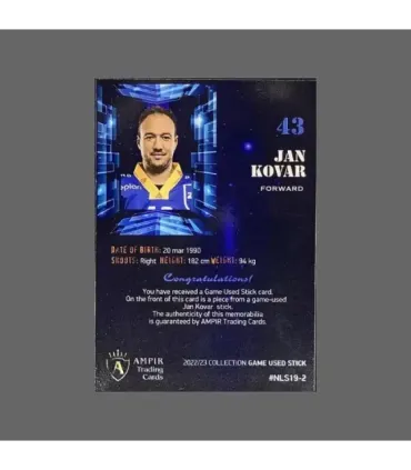 2022/23 AMPIR Game Used Stick #NLS19-2 Jan Kovar (EV Zug)  | AMPIR Trading Cards