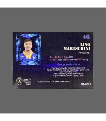 2022/23 AMPIR Game Used Stick #NLS20-3 Lino Martschini (EV Zug) 1 of 1 | AMPIR Trading Cards