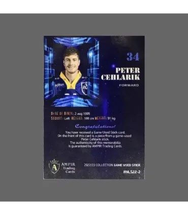 2022/23 AMPIR Game Used Stick #NLS22-2 Peter Cehlarik (EV Zug)  | AMPIR Trading Cards