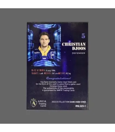 2022/23 AMPIR Game Used Stick #NLS23-1 Christian Djoos (EV Zug)  | AMPIR Trading Cards