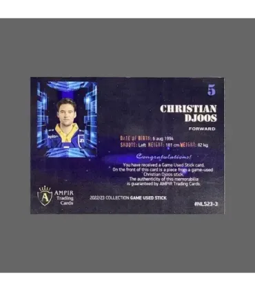 2022/23 AMPIR Game Used Stick #NLS23-3 Christian Djoos (EV Zug) 1 of 1 | AMPIR Trading Cards