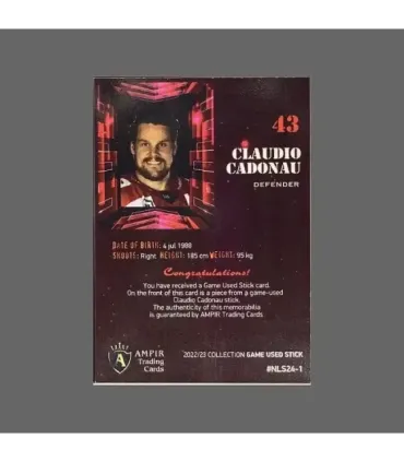 2022/23 AMPIR Game Used Stick #NLS24-1 Claudio Cadonau (SCL Tigers)  | AMPIR Trading Cards