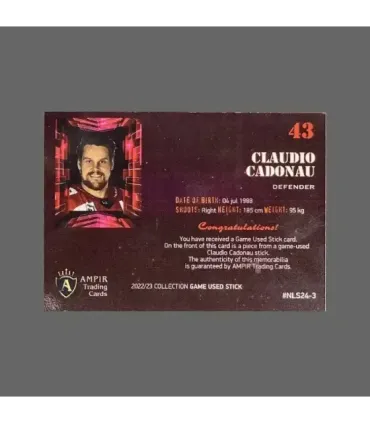 2022/23 AMPIR Game Used Stick #NLS24-3 Claudio Cadonau (SCL Tigers) 1 of 1 | AMPIR Trading Cards