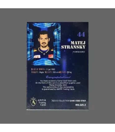 2022/23 AMPIR Game Used Stick #NLS25-2 Matej Stransky (HC Davos)  | AMPIR Trading Cards