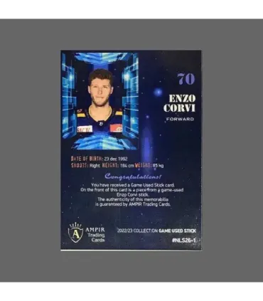 2022/23 AMPIR Game Used Stick #NLS26-1 Enzo Corvi (HC Davos)  | AMPIR Trading Cards